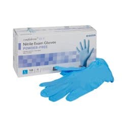 Exam Glove McKesson Confiderm® 4.5C Large 100 per Box NonSterile Nitrile Standard Cuff Length Textured Fingertips Blue Chemo Tested — Large