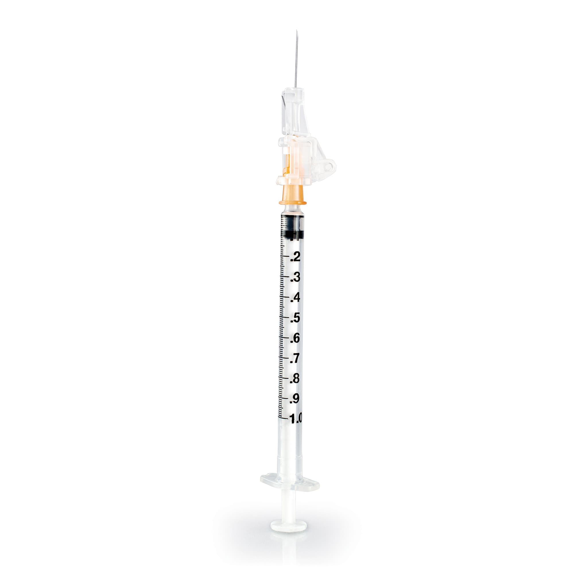 Safety Hypodermic Syringe with Needle McKesson Prevent® SG 1 mL 5/8 Inch 25 Gauge Sliding Safety Needle Thin Wall — 1 mL