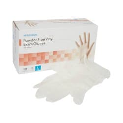 Exam Glove McKesson Large 150 per Box NonSterile Vinyl Standard Cuff Length Smooth Clear Not Rated — Large