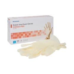Exam Glove McKesson Large 100 per Box NonSterile Stretch Vinyl Standard Cuff Length Smooth Ivory Not Rated — Large