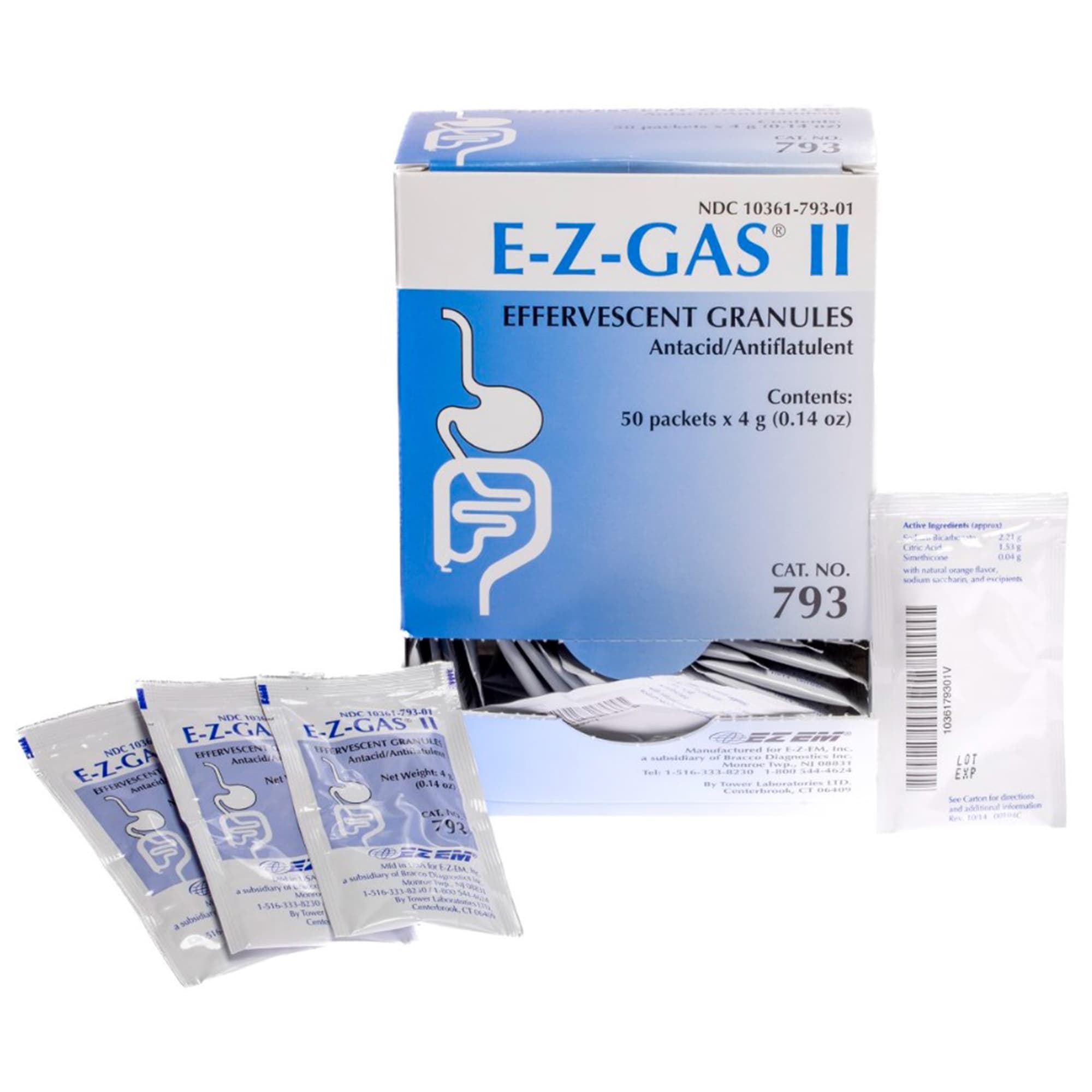 E-Z Gas® II Sodium Bicarbonate / Citric Acid / Simethicone 0.04 Gram - 2.21 Gram Effervescent Granules 4 Gram 50 Packets