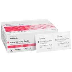 Alcohol Prep Pad McKesson 70% Strength Isopropyl Alcohol Individual Packet Medium Sterile — Medium