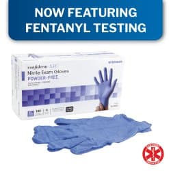 Exam Glove McKesson Confiderm® 3.5C X-Large 180 per Box NonSterile Nitrile Standard Cuff Length Textured Fingertips Blue Chemo Tested