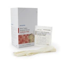 Surgical Glove McKesson Perry® Size 6.5 50 Pairs per Box Sterile Latex Standard Cuff Length Smooth Cream Chemo Tested