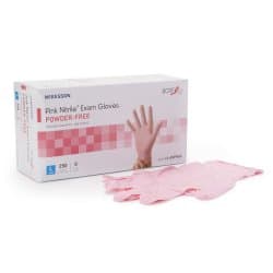 Exam Glove McKesson Pink Nitrile® Large 250 per Box NonSterile Nitrile Standard Cuff Length Textured Fingertips Pink Not Rated