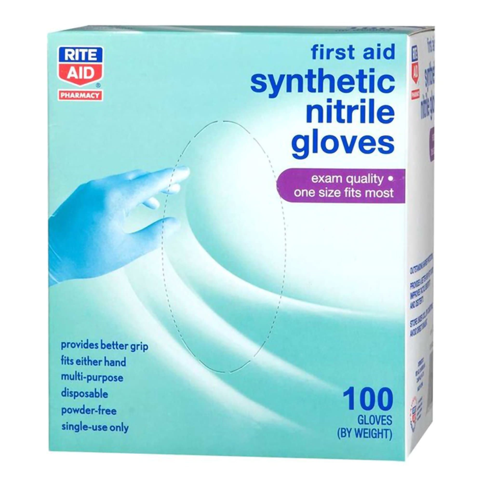 Exam Glove Rite Aid® Medium 100 per Box NonSterile Nitrile Standard Cuff Length Textured Fingertips Blue Not Rated
