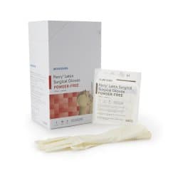 Surgical Glove McKesson Perry® Size 5.5 50 Pairs per Box Sterile Latex Standard Cuff Length Smooth Cream Not Chemo Approved
