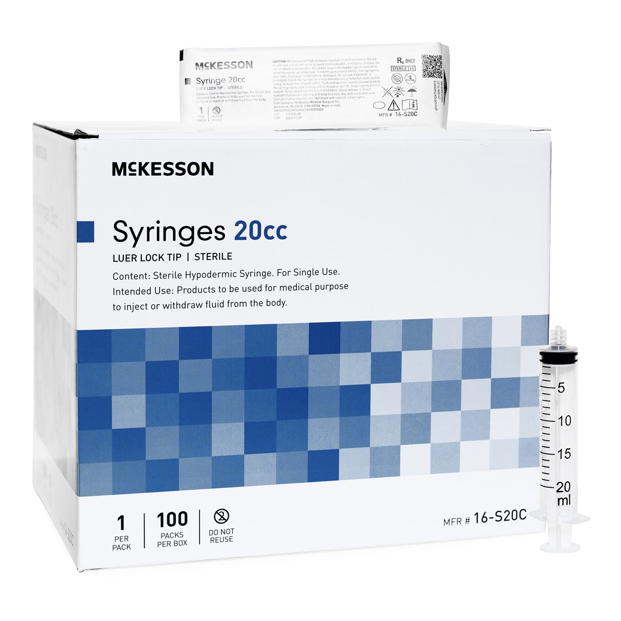 General Purpose Syringe McKesson 20 mL Luer Lock Tip Without Safety