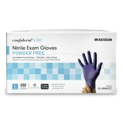 Exam Glove McKesson Confiderm® LDC Large 250 per Box NonSterile Nitrile Standard Cuff Length Textured Fingertips Royal Blue Chemo Tested — Large