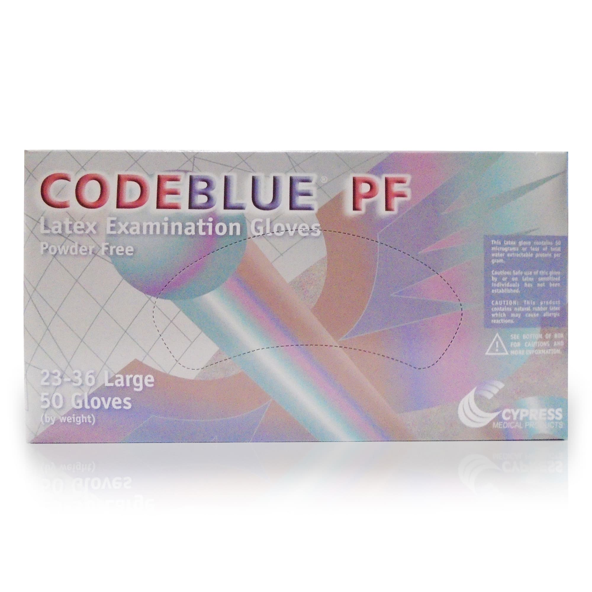 Exam Glove CODEBLUE® PF Large 50 per Box NonSterile Latex Extended Cuff Length Fully Textured Blue Not Rated — Large
