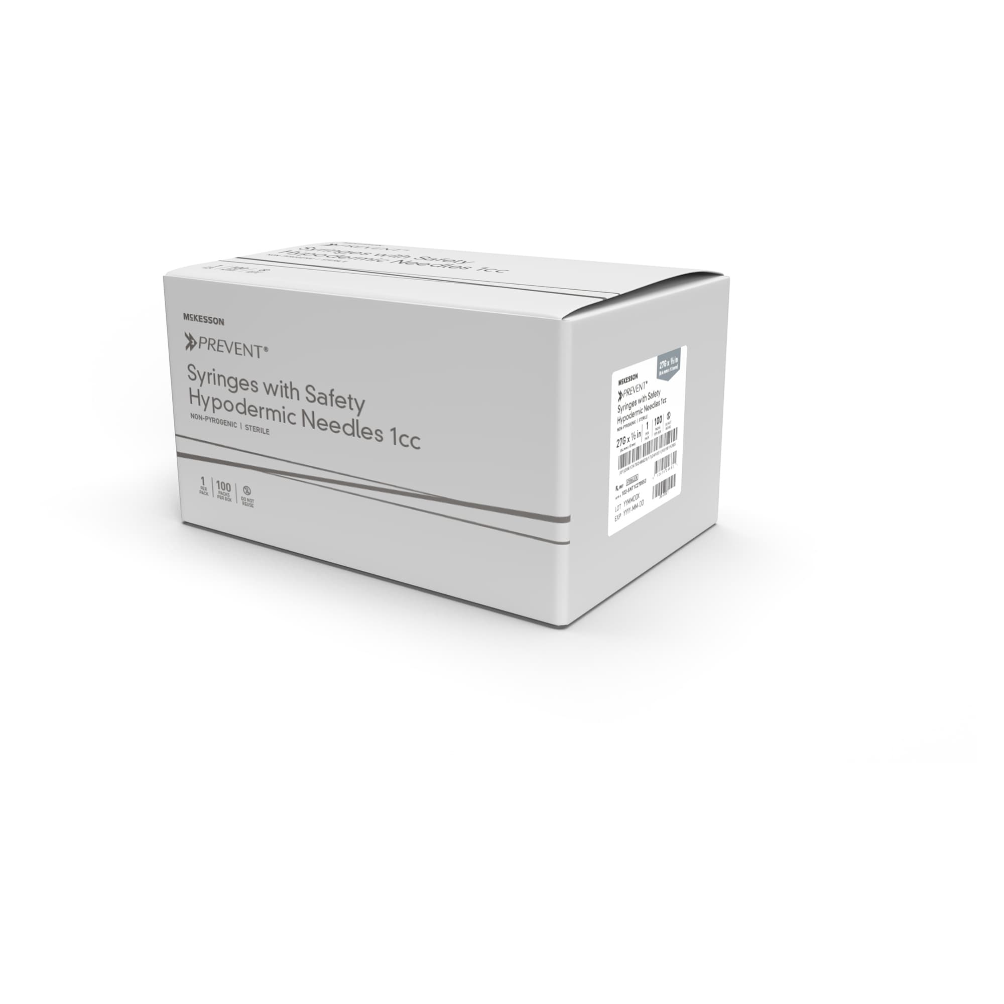 Safety Tuberculin Syringe with Needle McKesson Prevent® 1 mL 5/8 Inch 25 Gauge Hinged Safety Needle Ultra Thin Wall