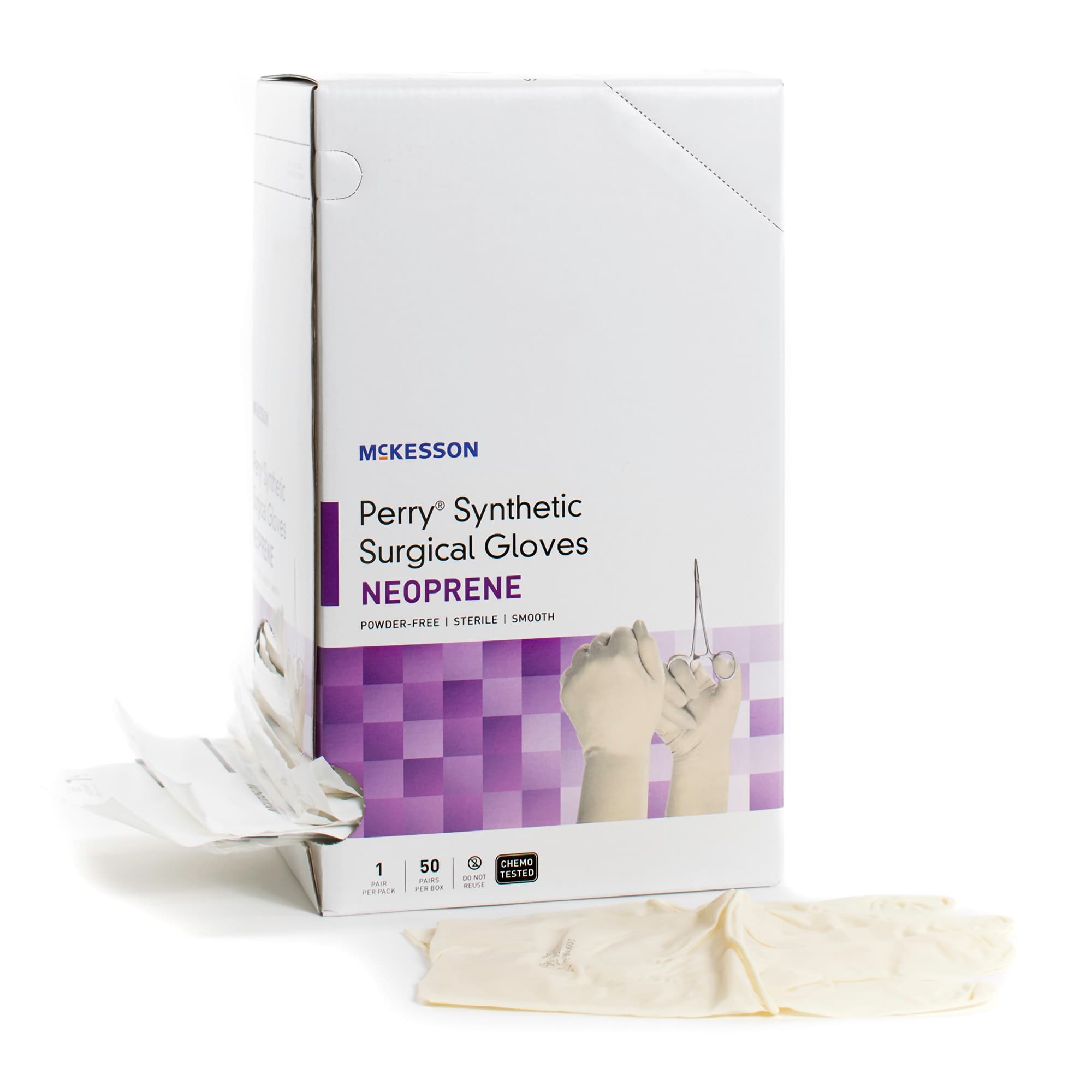 Surgical Glove McKesson Perry® Synthetic Surgical Gloves Size 5.5 50 Pairs per Box Sterile Polychloroprene Standard Cuff Length Smooth Cream Chemo Tested